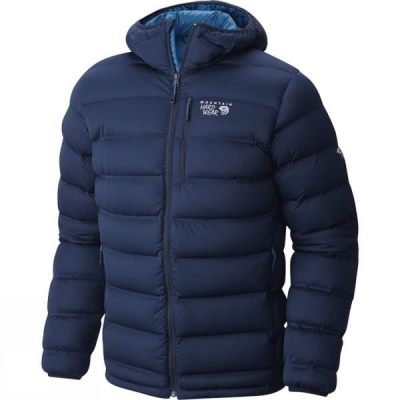 Chaquetas Mountain Hardwear Stretch Down Plus Hooded Hombre - Azul Marino - Chile QDO497068